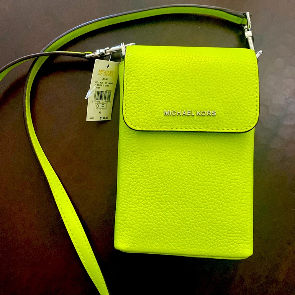 Michael Kors small neon cross body bag, leather.